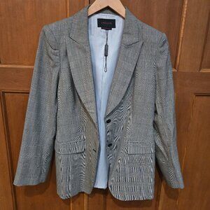 Jaeger Women's Lined Jacket Blazer Size 12 Color Black and White Pattern New